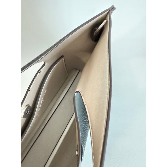 Sondra Roberts Squared Black Clutch Light Blush Gold Interior Handle Cutout EUC - Picture 5 of 7